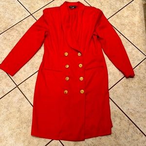 RETRO Studio 1 Vintage 80s Red double breasted dress Shoulder Pads Sz 10